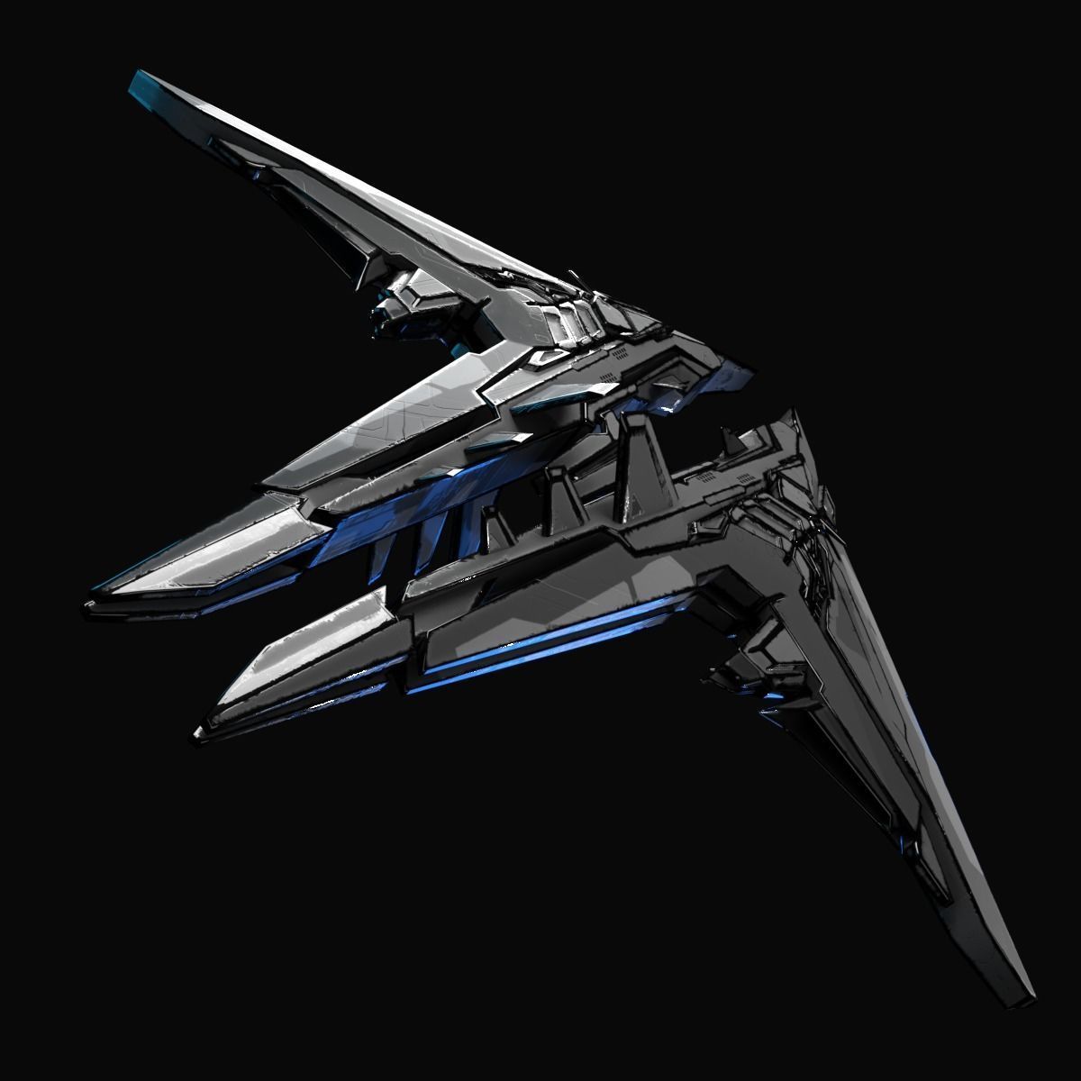 StarShip futuristic spaceship flying 3D model_3