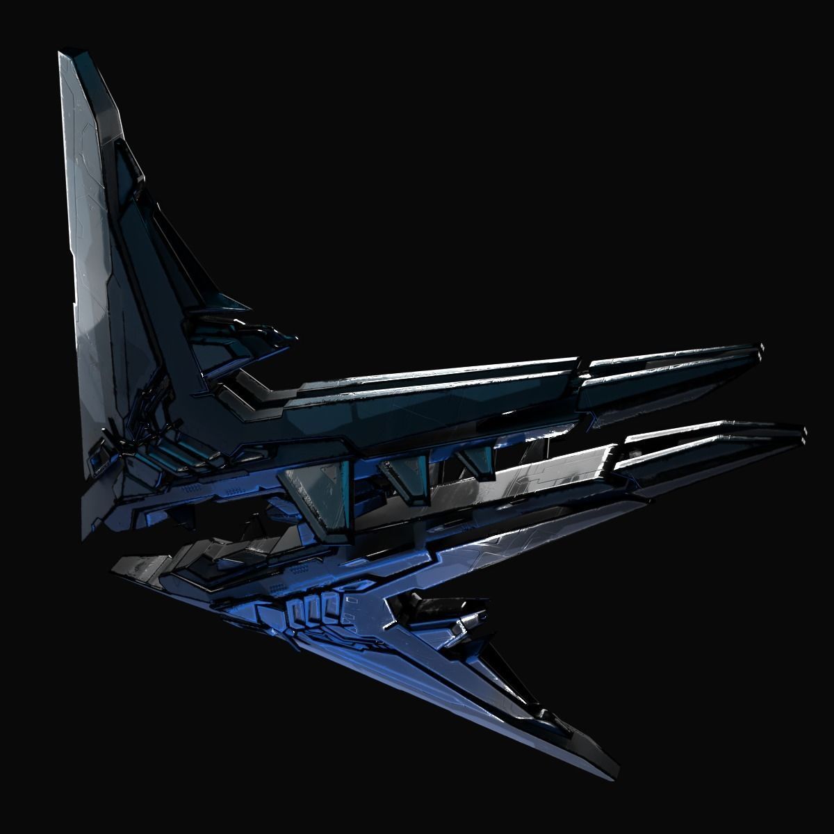 StarShip futuristic spaceship flying 3D model_7