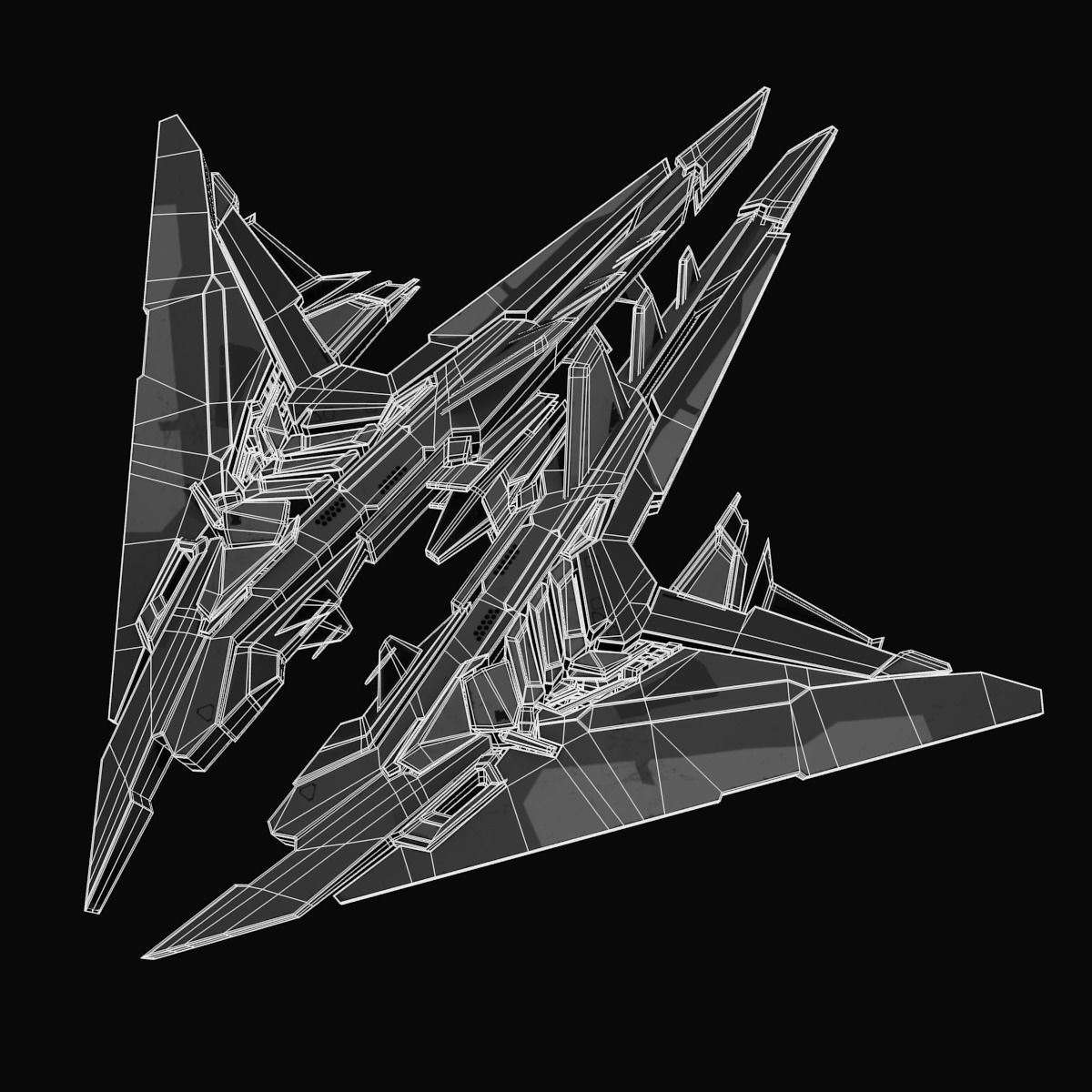 StarShip futuristic spaceship flying 3D model_9