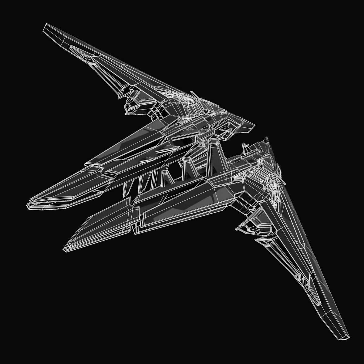 StarShip futuristic spaceship flying 3D model_14