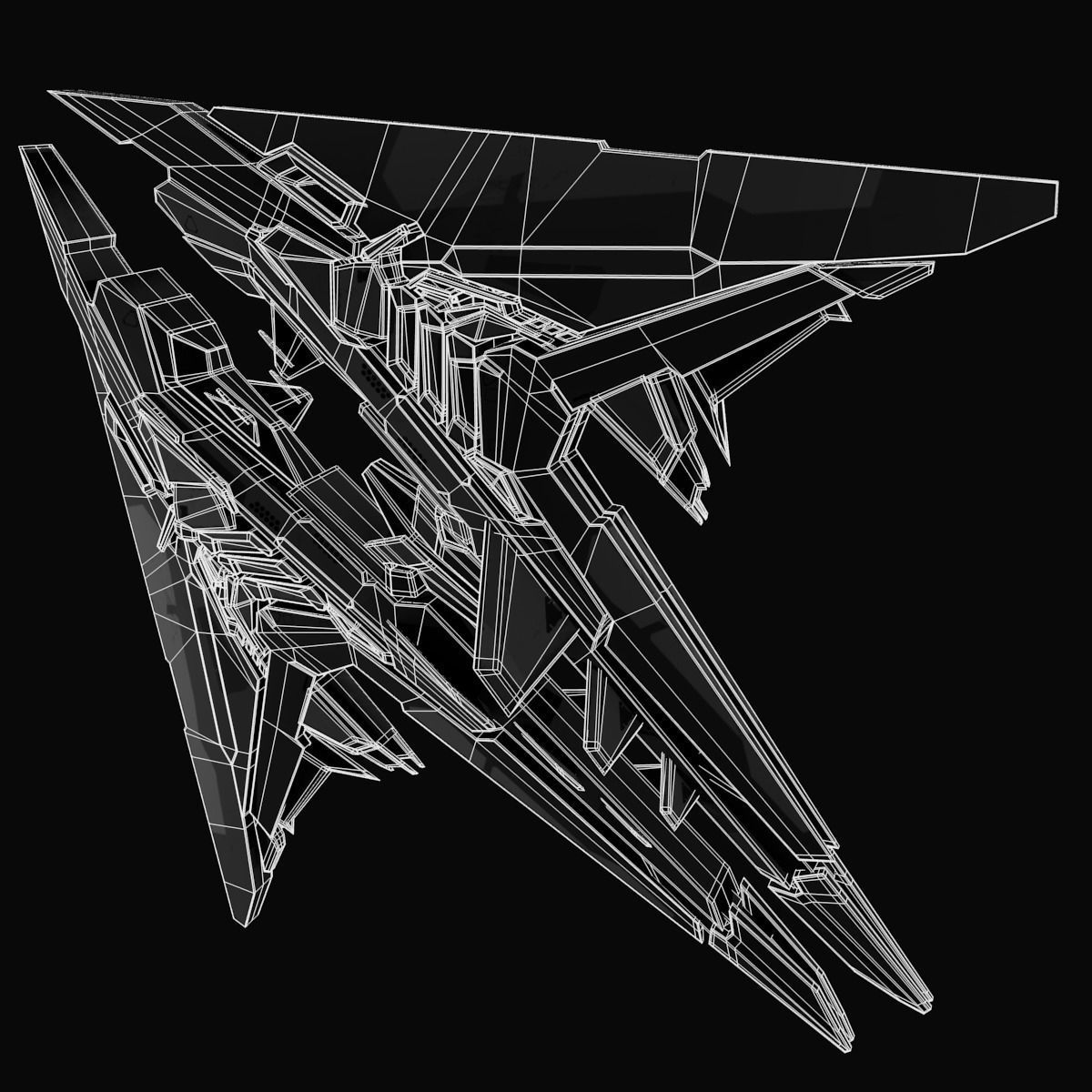 StarShip futuristic spaceship flying 3D model_17