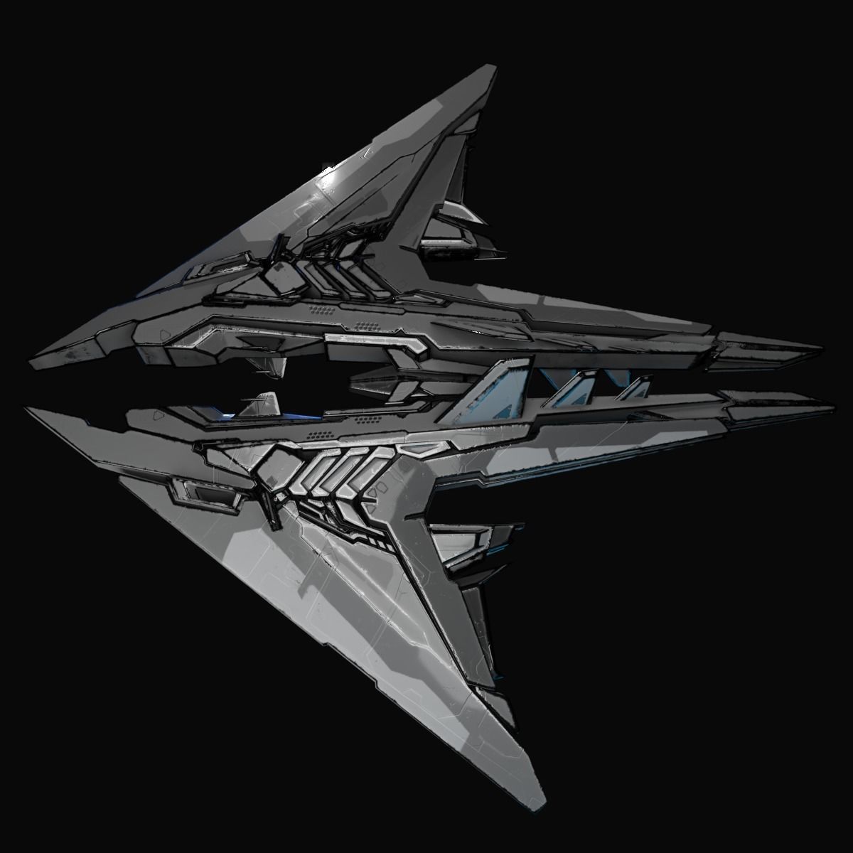 StarShip futuristic spaceship flying 3D model_1