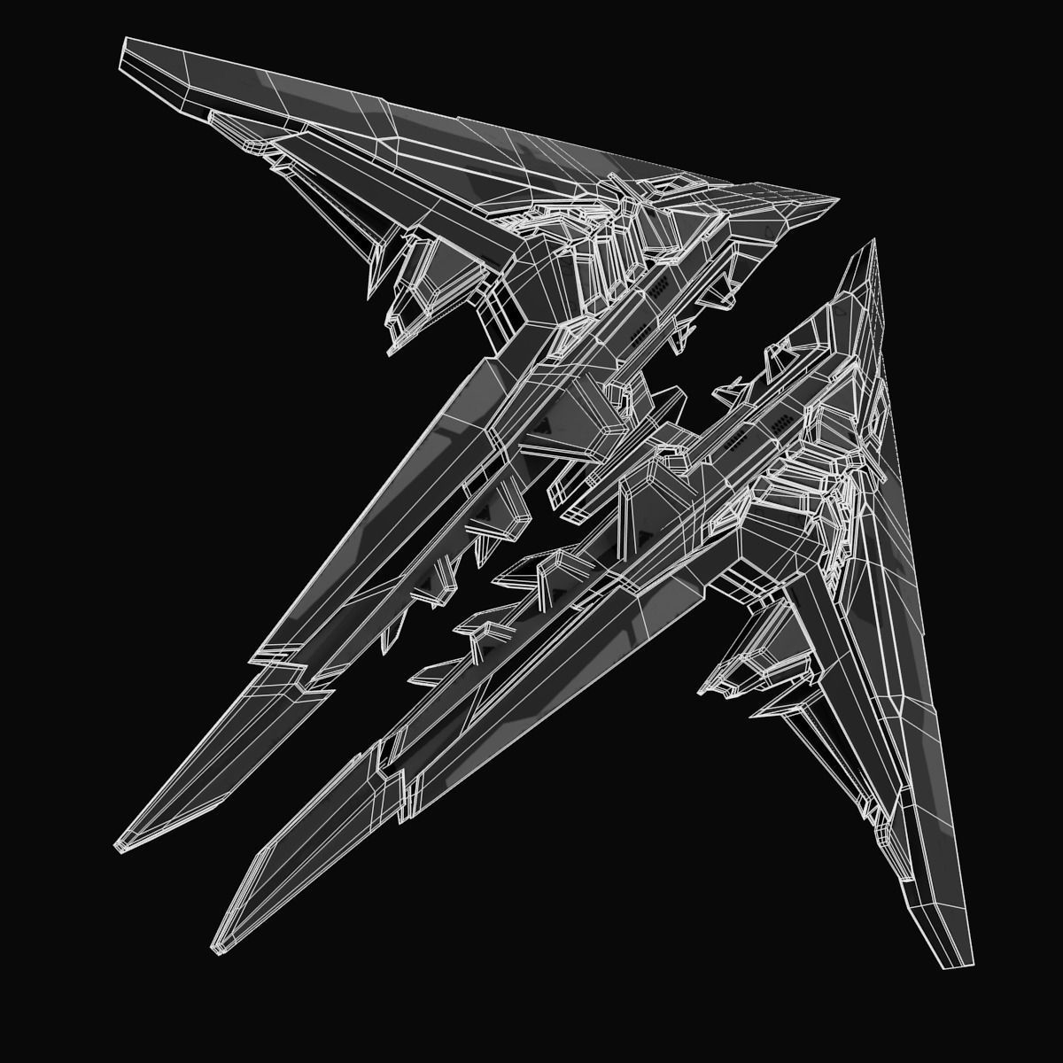 StarShip futuristic spaceship flying 3D model_12