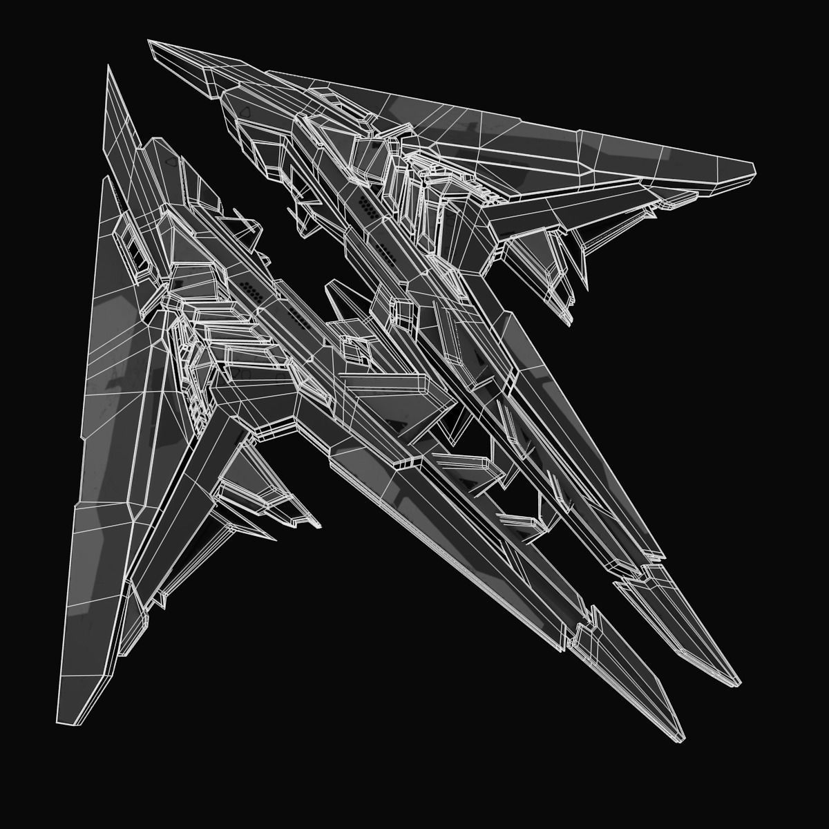 StarShip futuristic spaceship flying 3D model_13