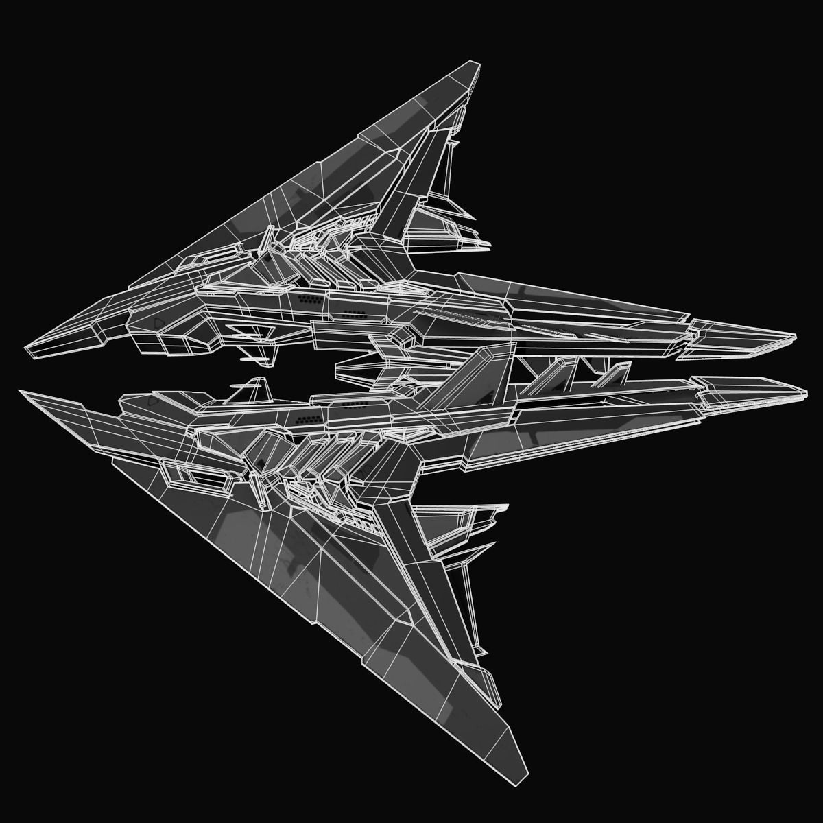 StarShip futuristic spaceship flying 3D model_8