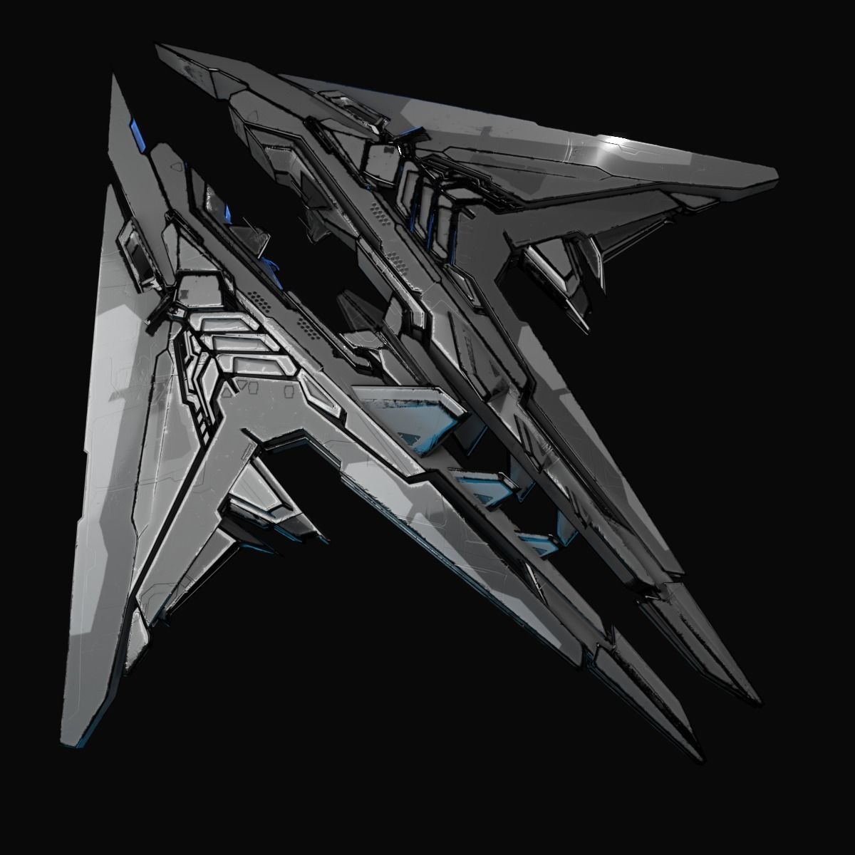 StarShip futuristic spaceship flying 3D model_2