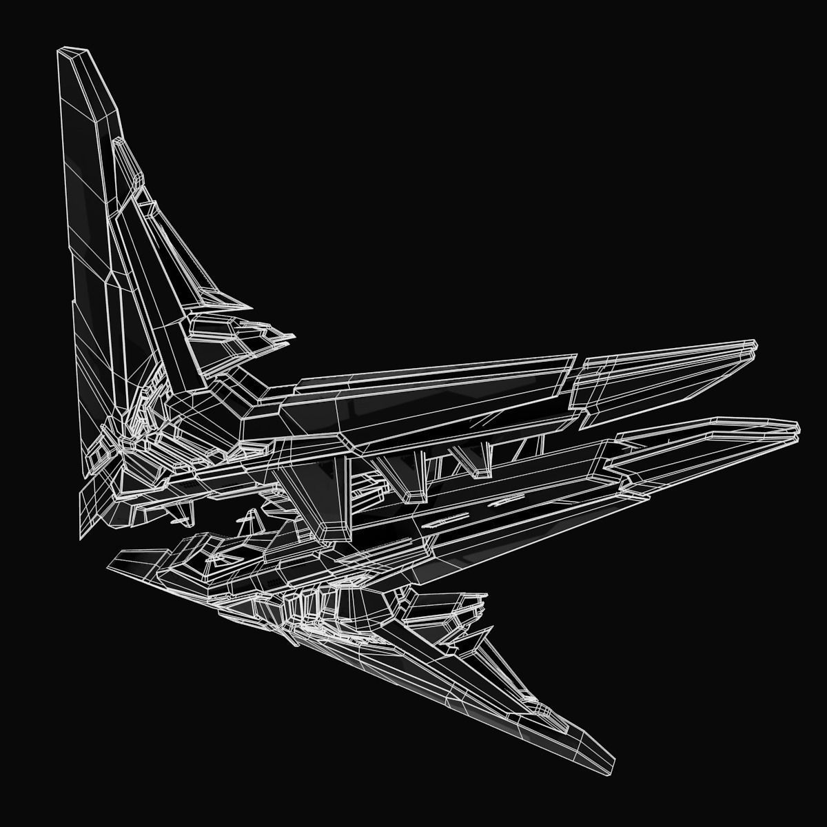 StarShip futuristic spaceship flying 3D model_16