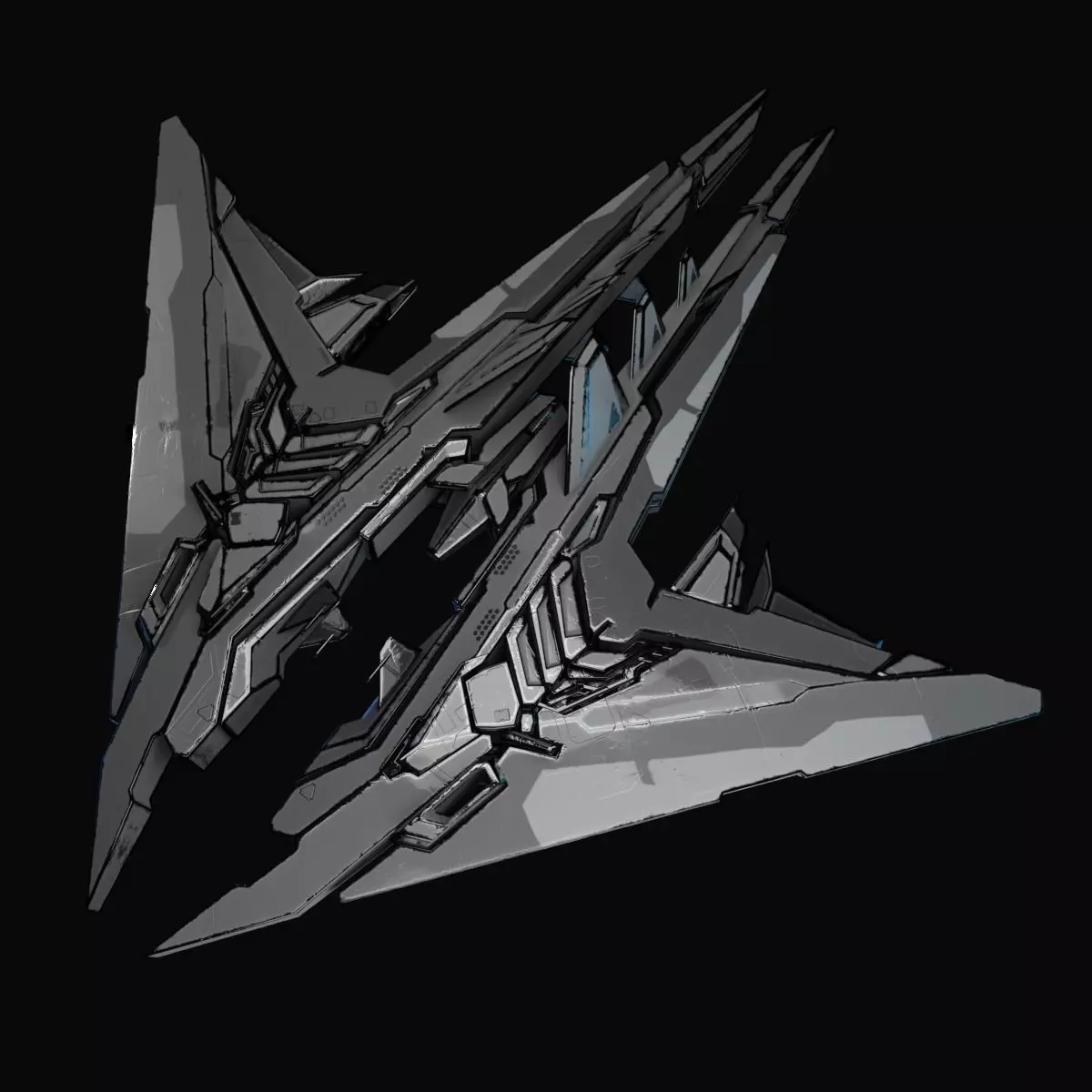 StarShip futuristic spaceship flying 3D model_0
