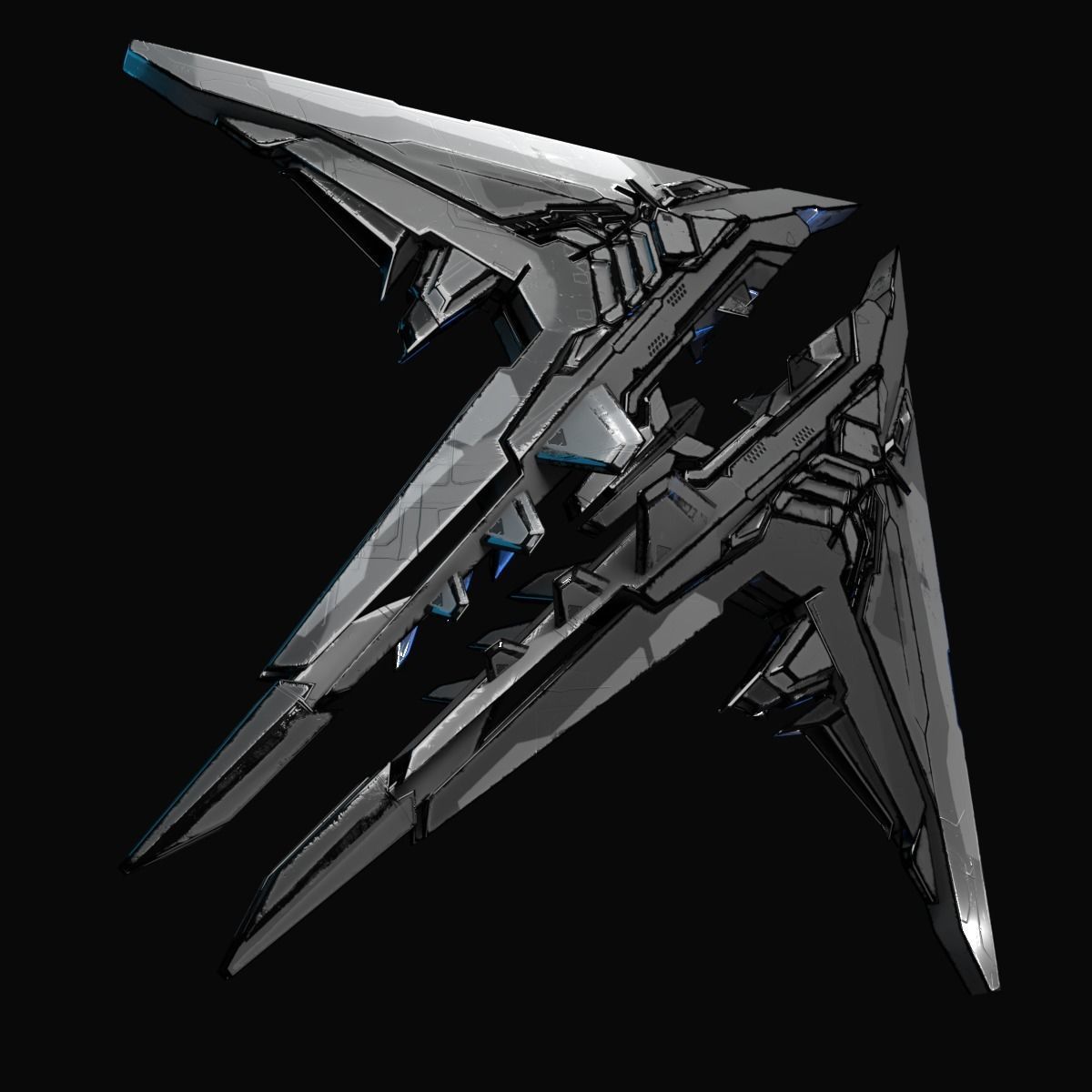 StarShip futuristic spaceship flying 3D model_6