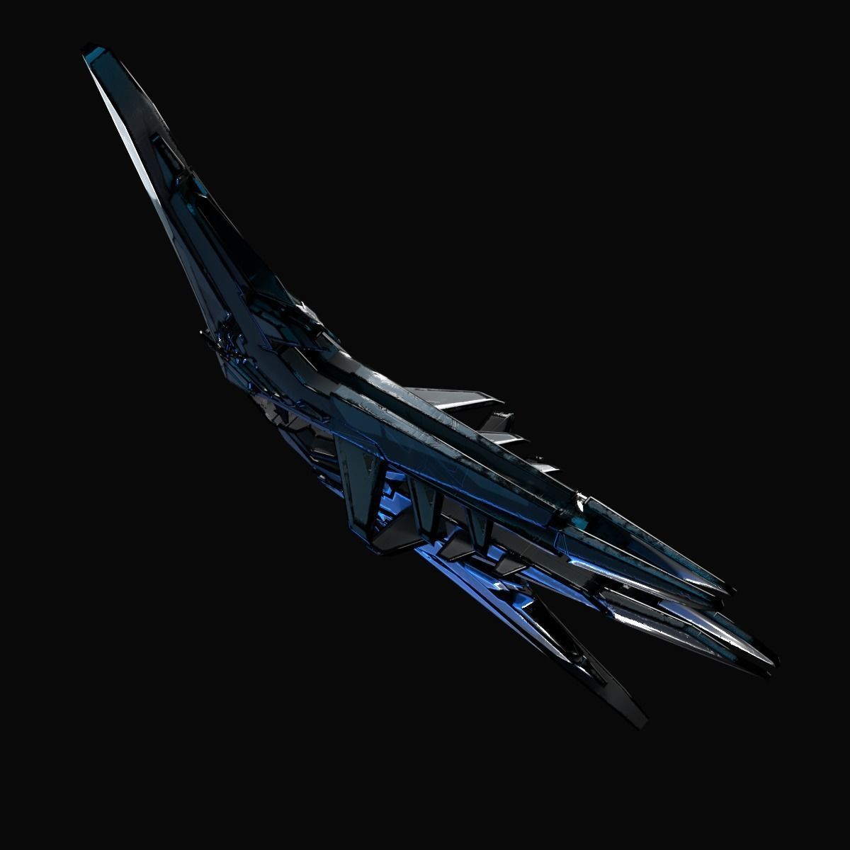 StarShip futuristic spaceship flying 3D model_5