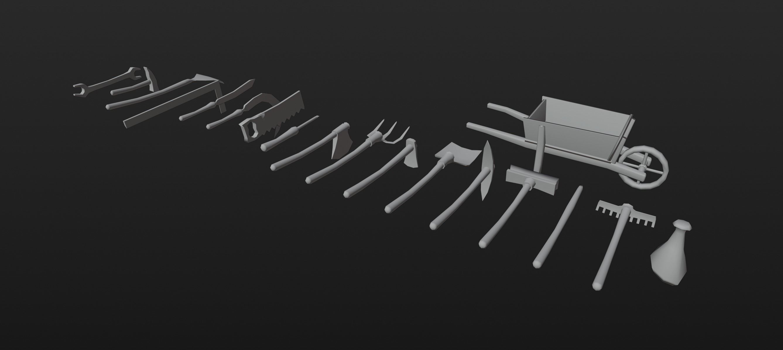 Lowpoly Farming Tools - Handpainted Textures in Pixelstyle - PBR Low-poly 3D model_3