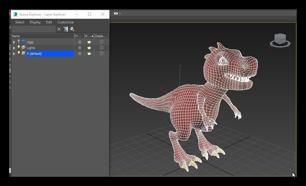 Cartoon red dino Low-poly 3D model_8