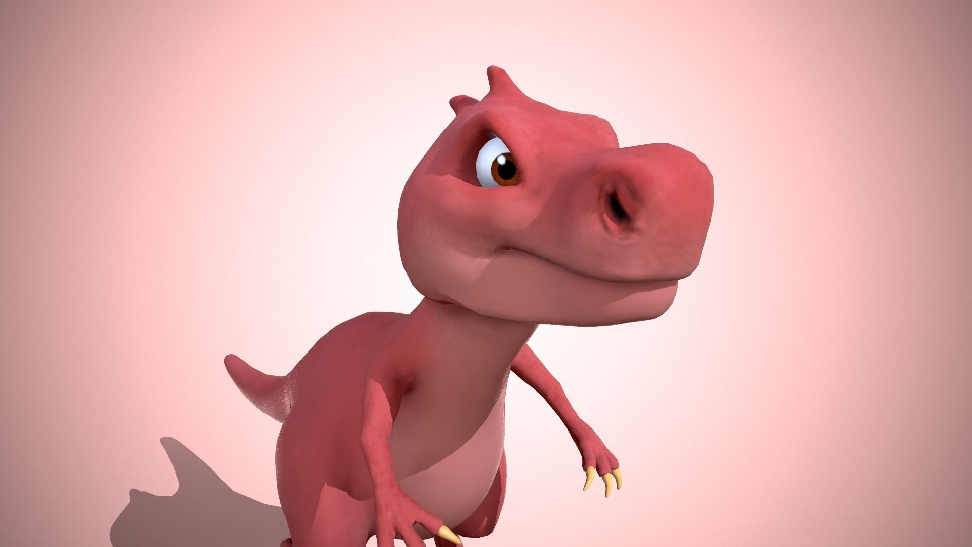 Cartoon red dino Low-poly 3D model_5