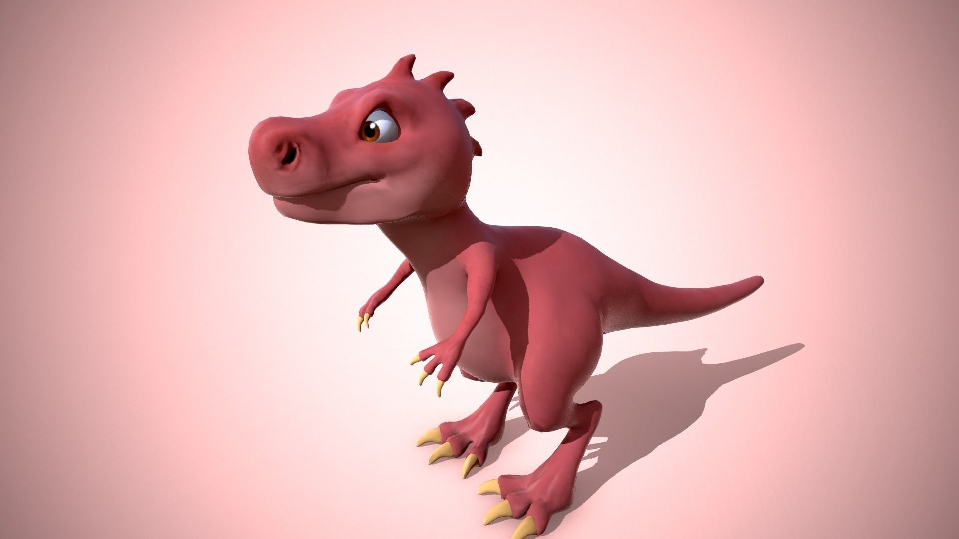 Cartoon red dino Low-poly 3D model_1