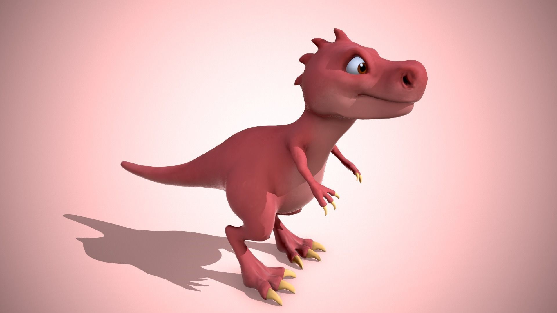 Cartoon red dino Low-poly 3D model_3