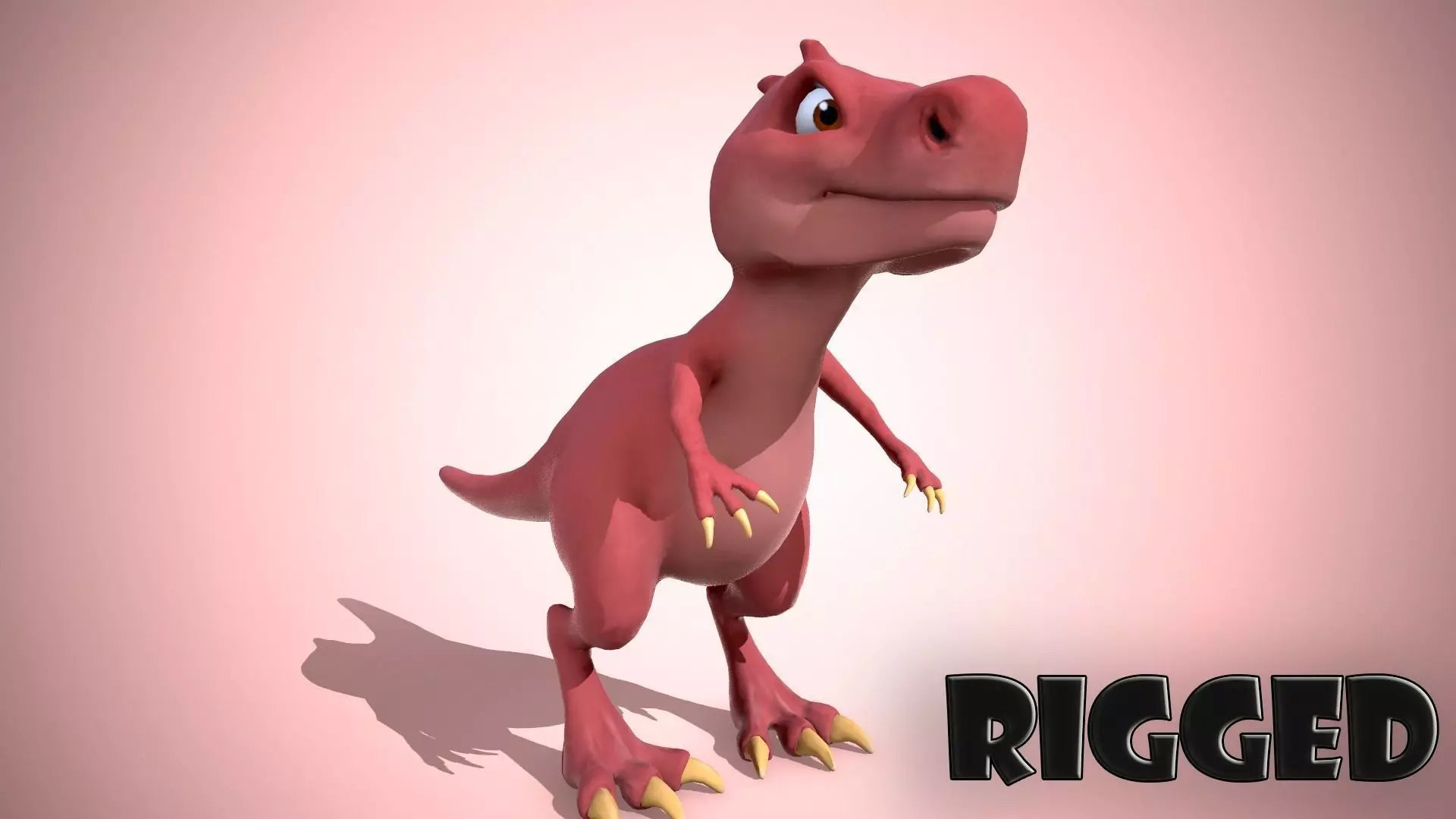 Cartoon red dino Low-poly 3D model_0