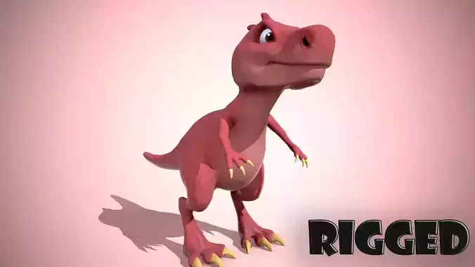Cartoon red dino Low-poly 3D model