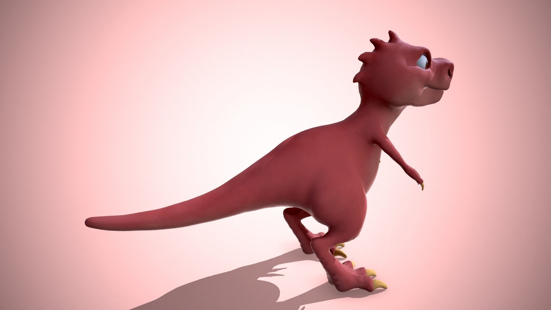 Cartoon red dino Low-poly 3D model_2