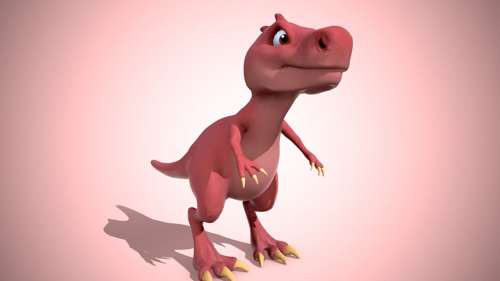 Cartoon red dino Low-poly 3D model_6