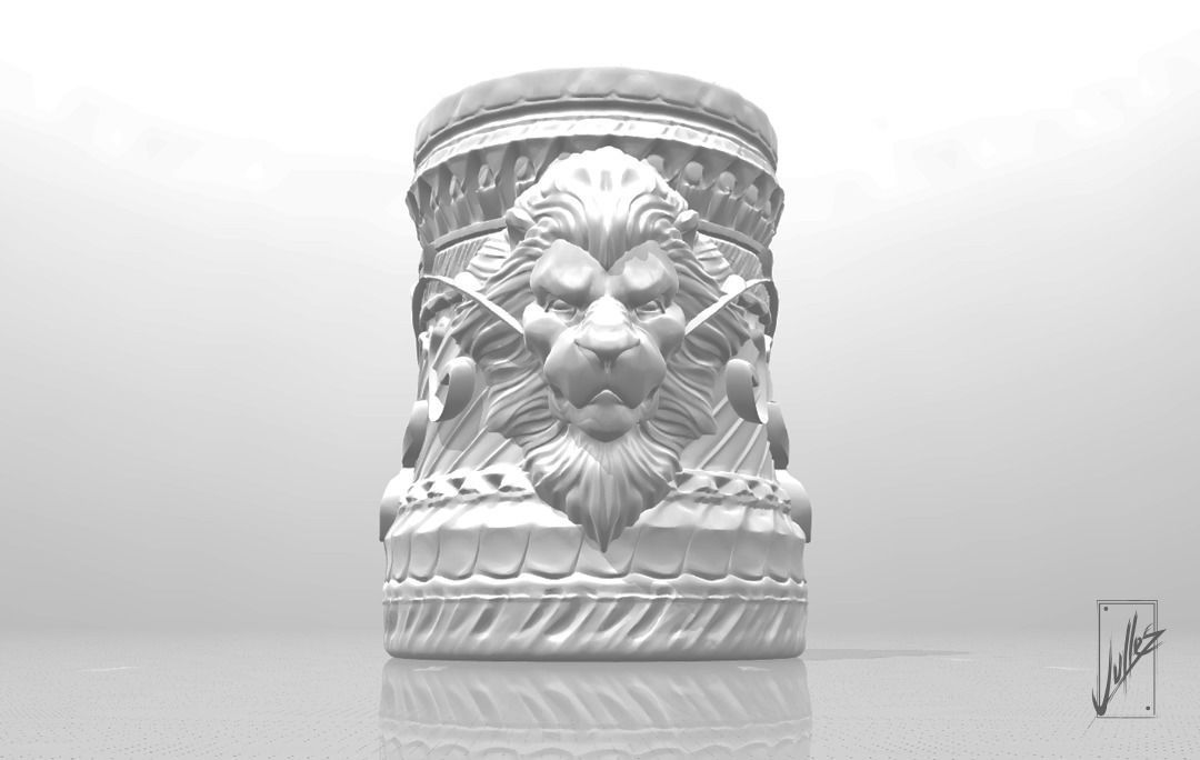 Lion Cup 3D print model_3