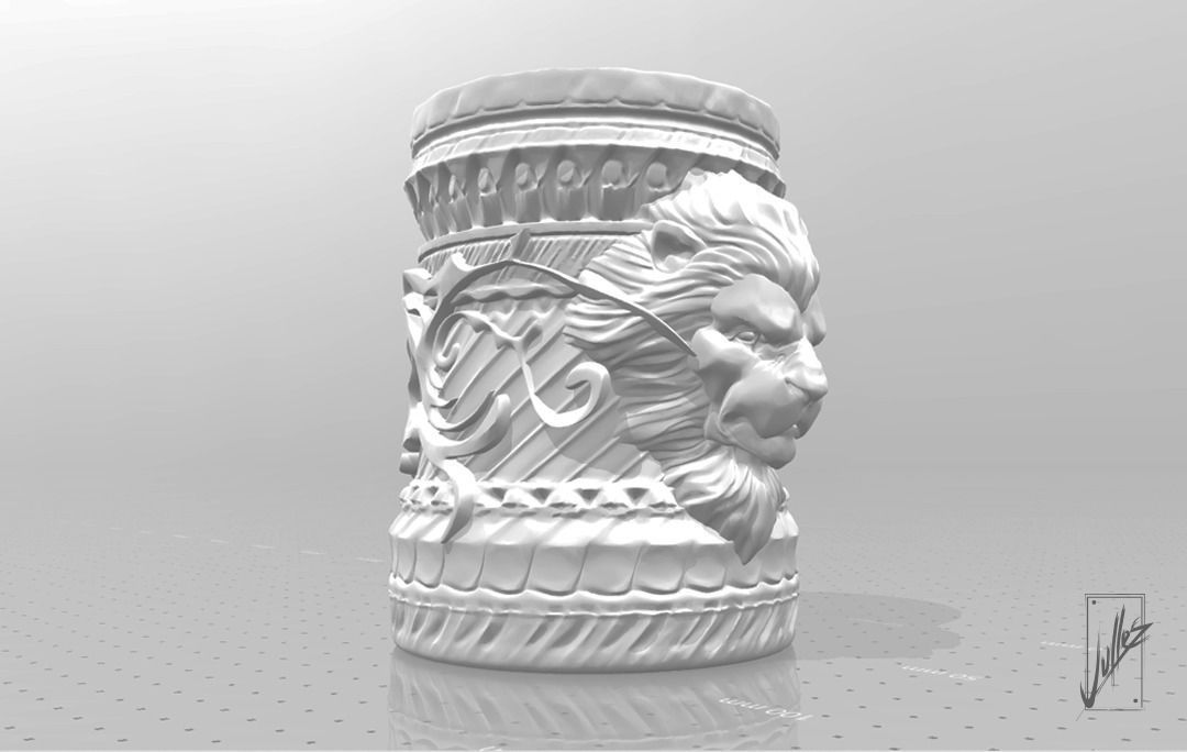 Lion Cup 3D print model_2