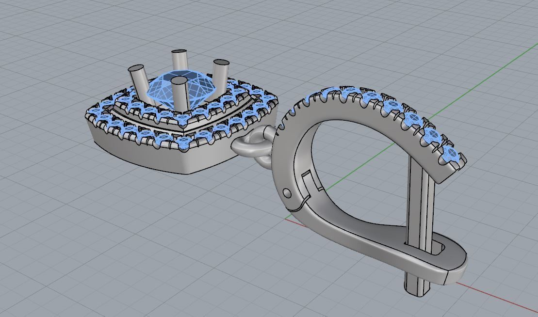 Dangle earrings 3d print model English lock printable model stl 3D print model_11