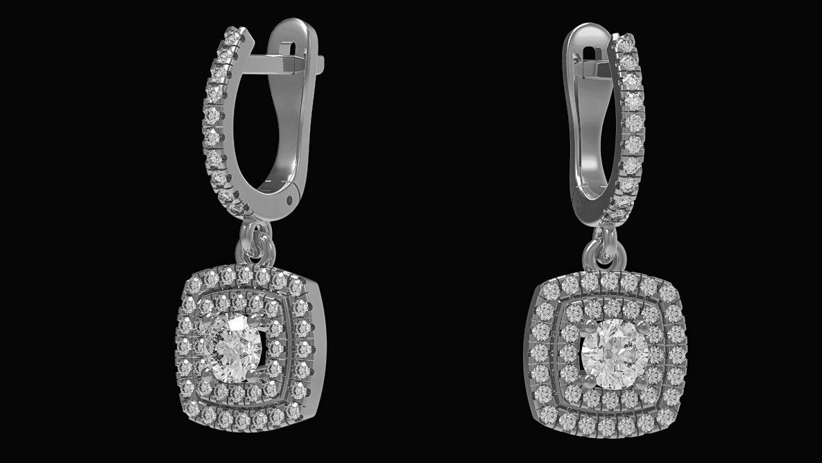 Dangle earrings 3d print model English lock printable model stl 3D print model_9