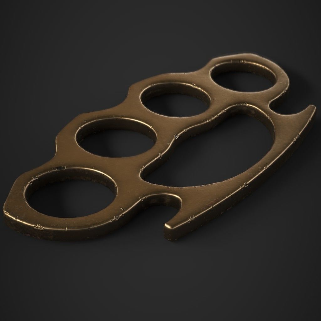 Brass Knuckles 3 Pack Low-poly 3D model_4