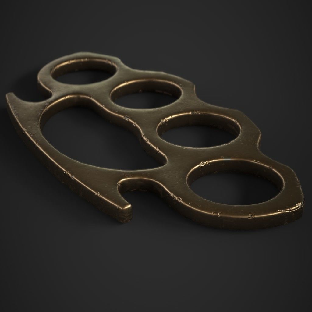 Brass Knuckles 3 Pack Low-poly 3D model_3