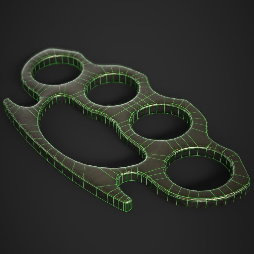 Brass Knuckles 3 Pack Low-poly 3D model_18