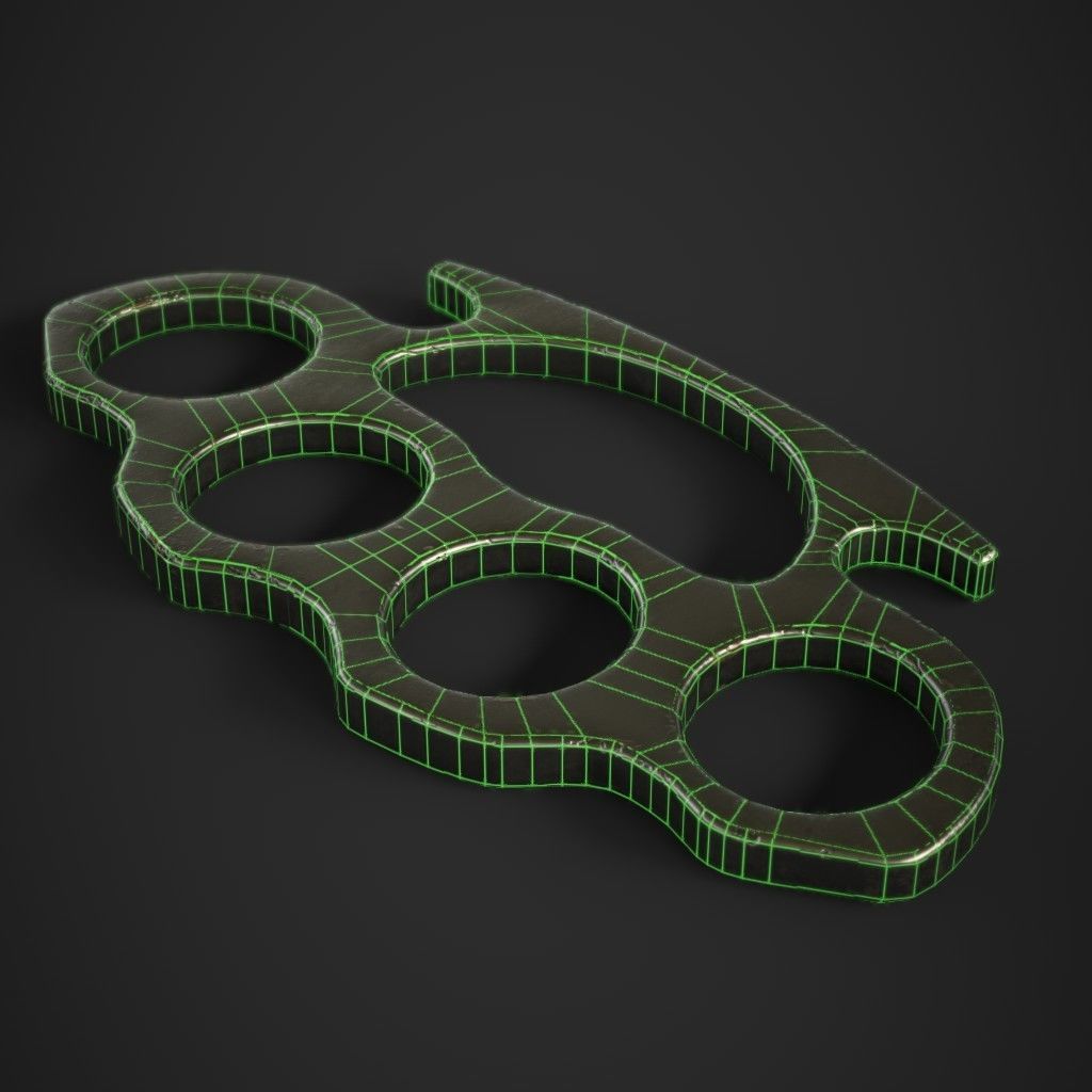Brass Knuckles 3 Pack Low-poly 3D model_17