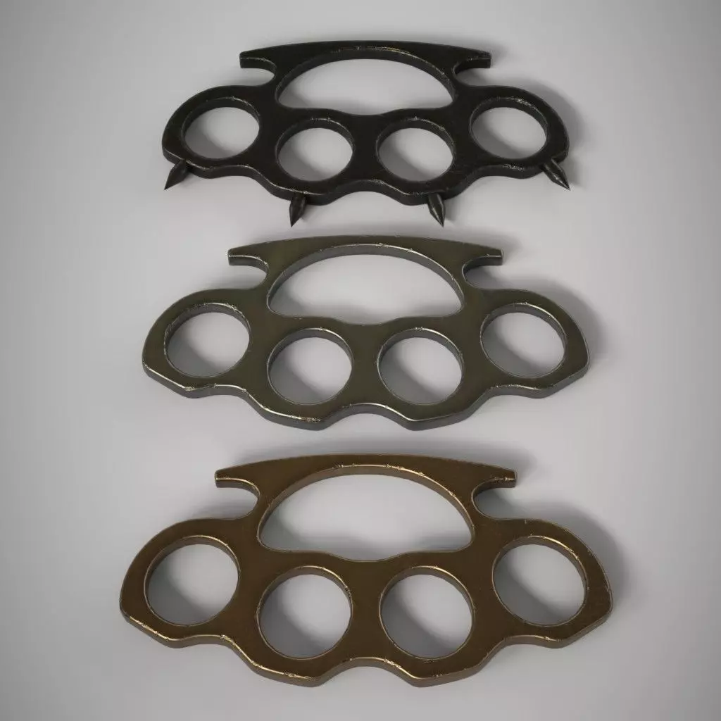 Brass Knuckles 3 Pack Low-poly 3D model_0