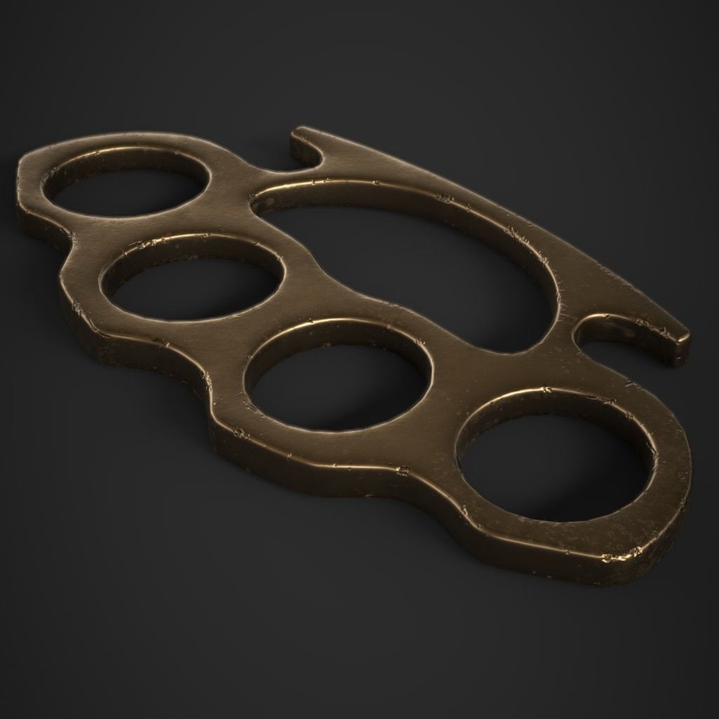 Brass Knuckles 3 Pack Low-poly 3D model_1