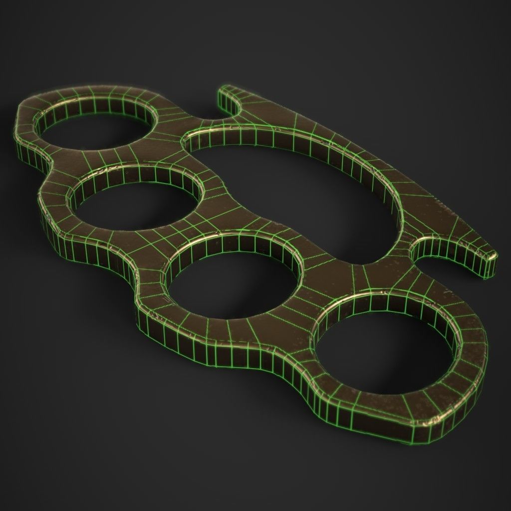 Brass Knuckles 3 Pack Low-poly 3D model_5