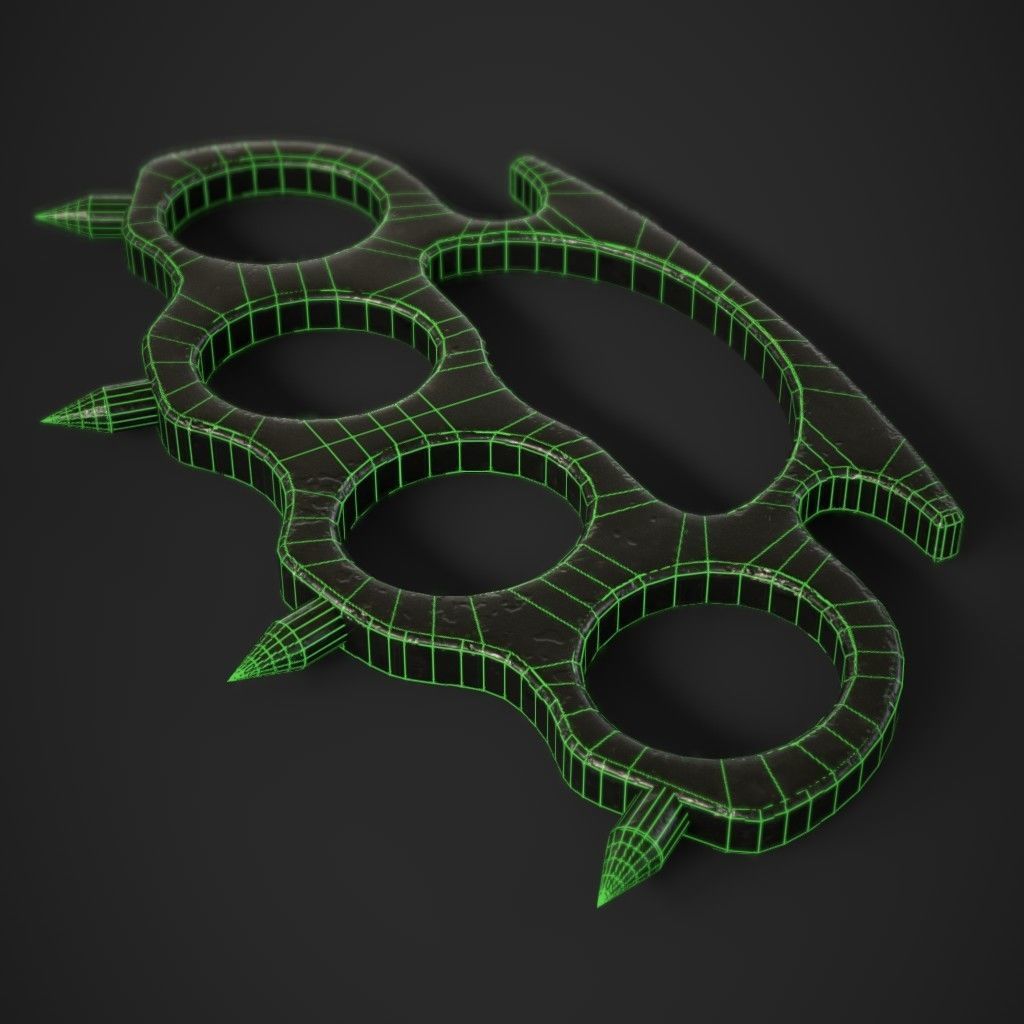 Brass Knuckles 3 Pack Low-poly 3D model_11