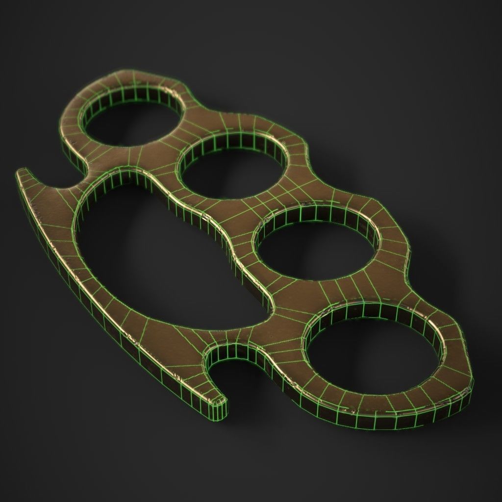 Brass Knuckles 3 Pack Low-poly 3D model_6