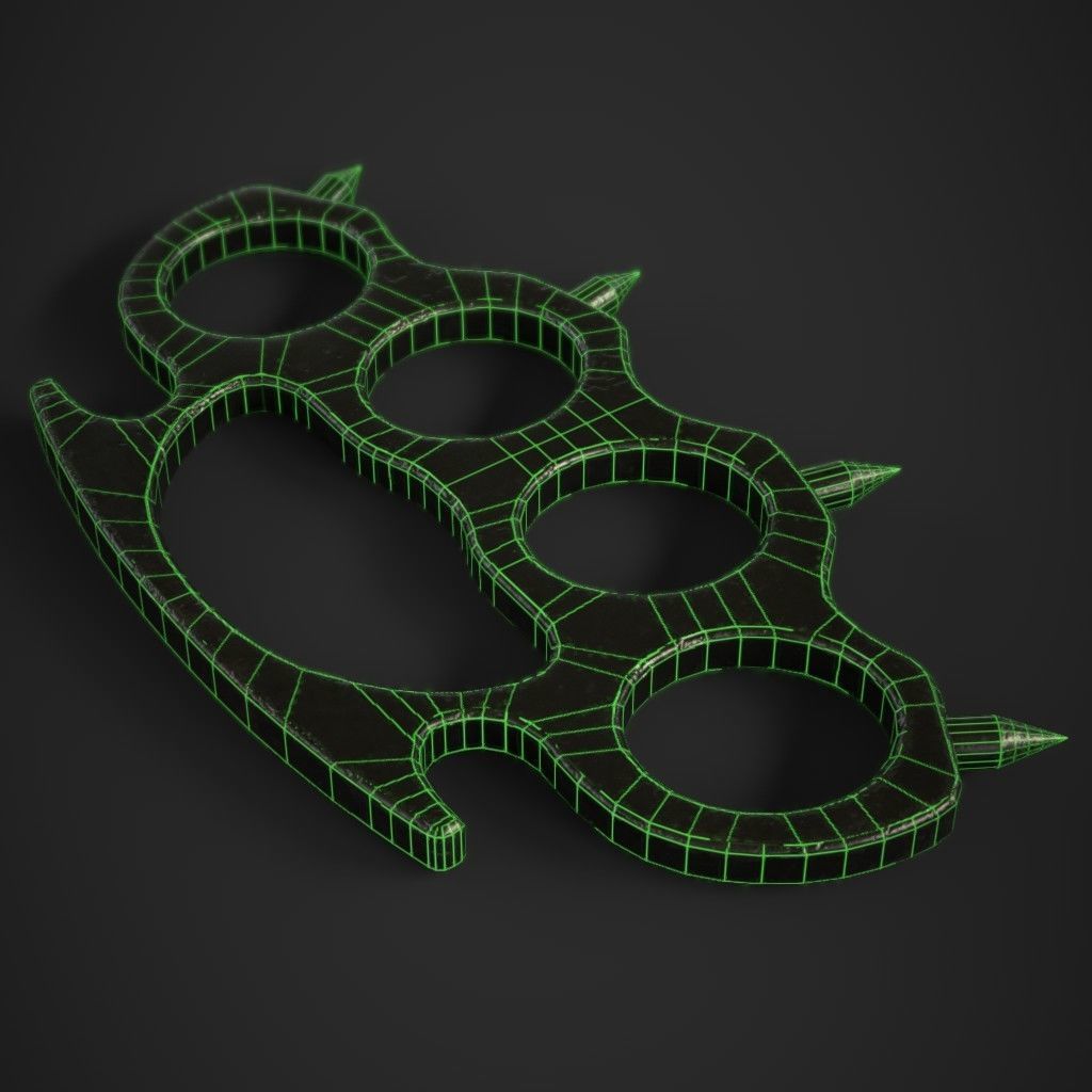 Brass Knuckles 3 Pack Low-poly 3D model_12