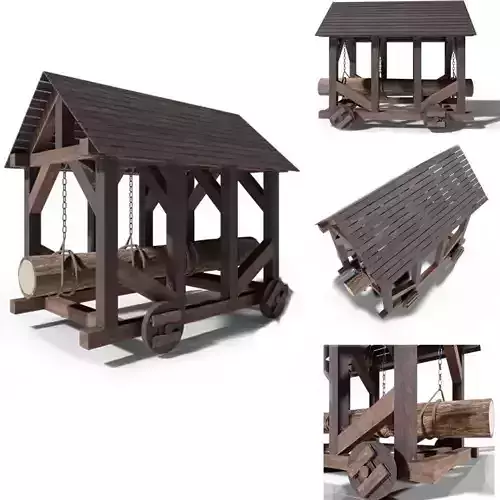 Battering ram medieval Low-poly 3D model