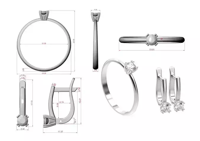 Jewelry set ring with earrings