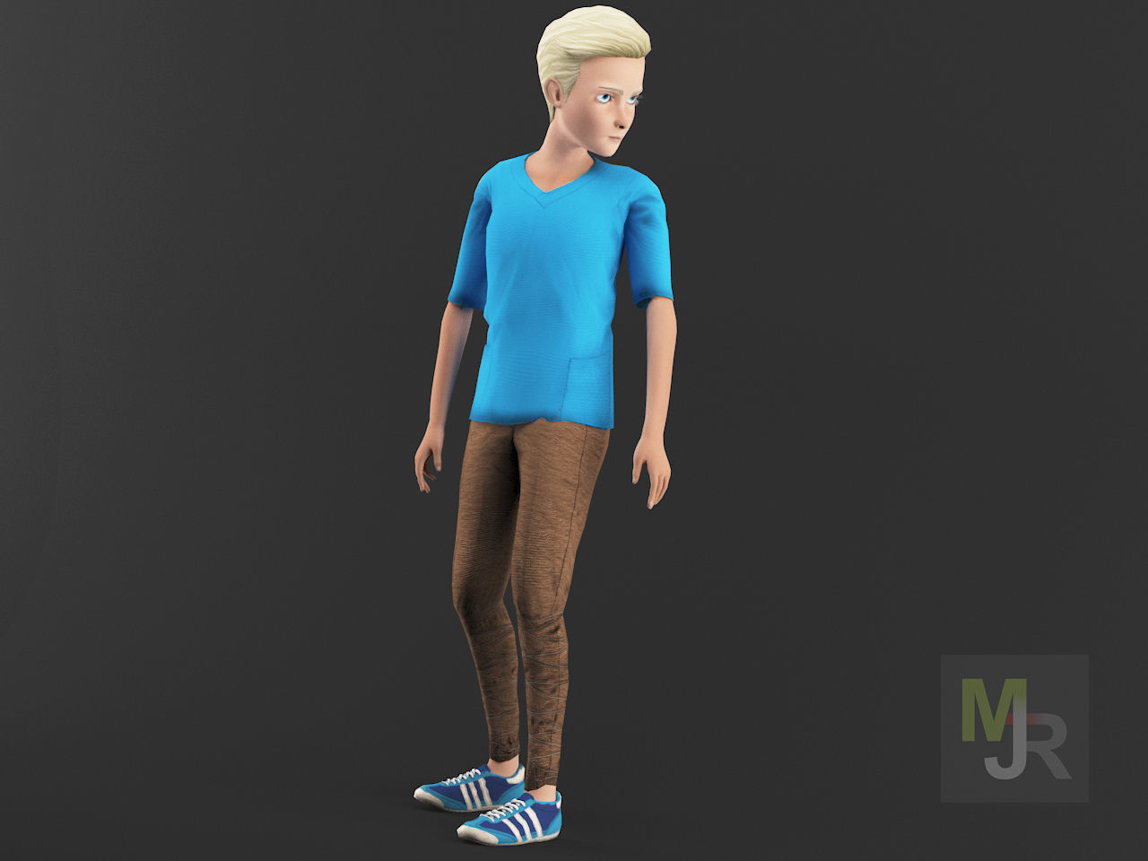 Cartoon Boy Motion Pack Low-poly 3D model_4