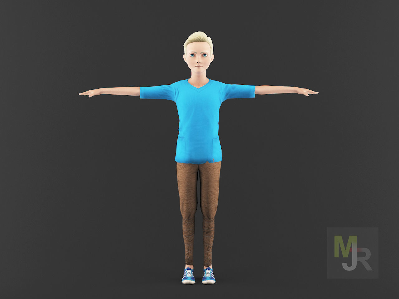 Cartoon Boy Motion Pack Low-poly 3D model_5
