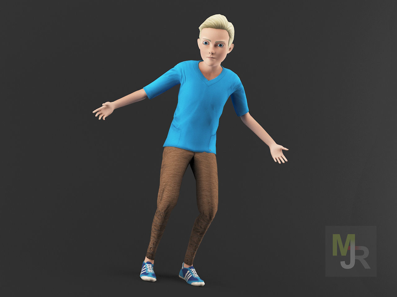 Cartoon Boy Motion Pack Low-poly 3D model_3