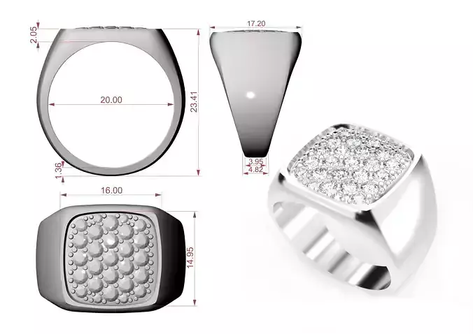 Signet ring with pave