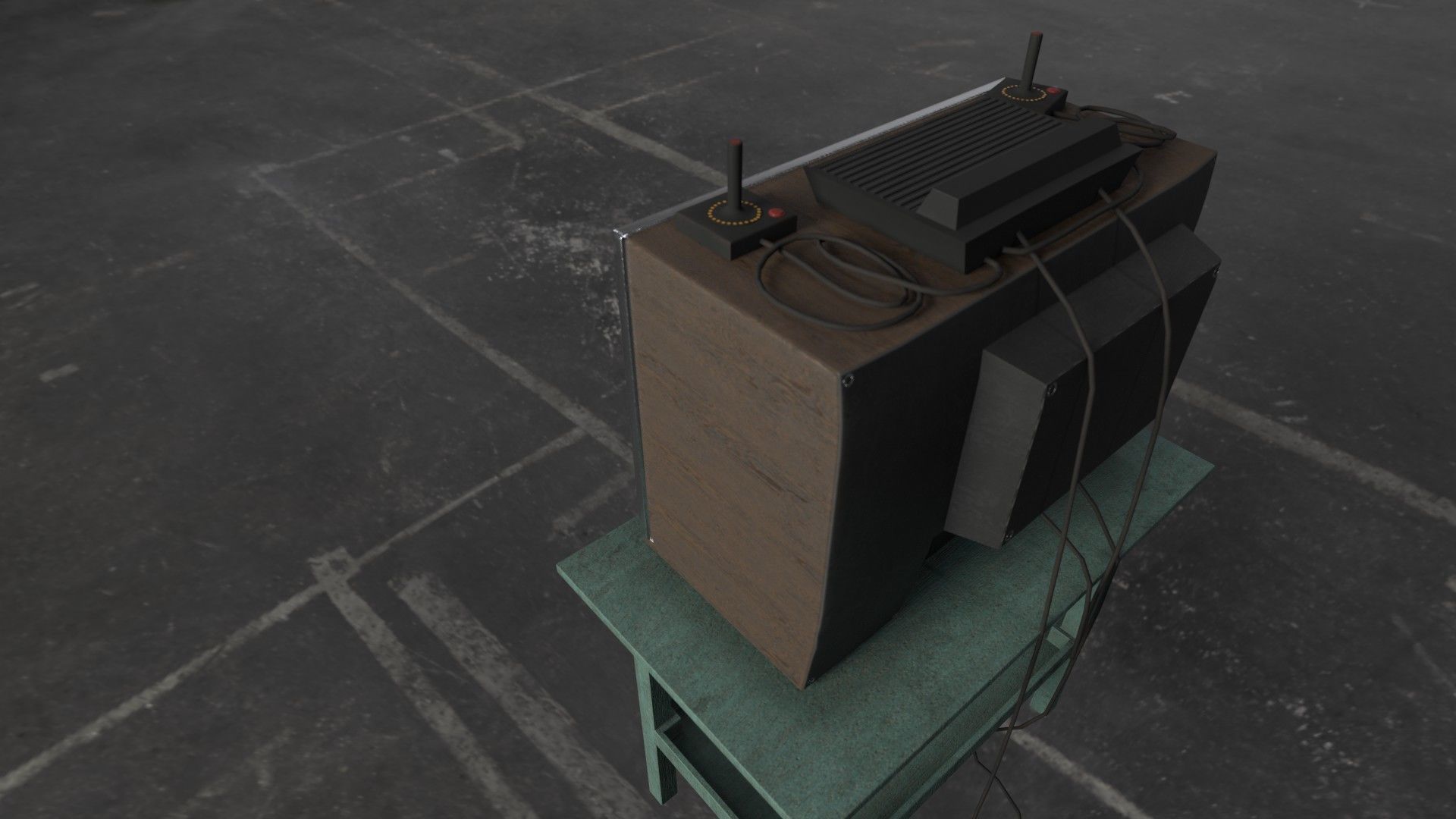 Retro Gaming Set - Atari Low-poly 3D model_2