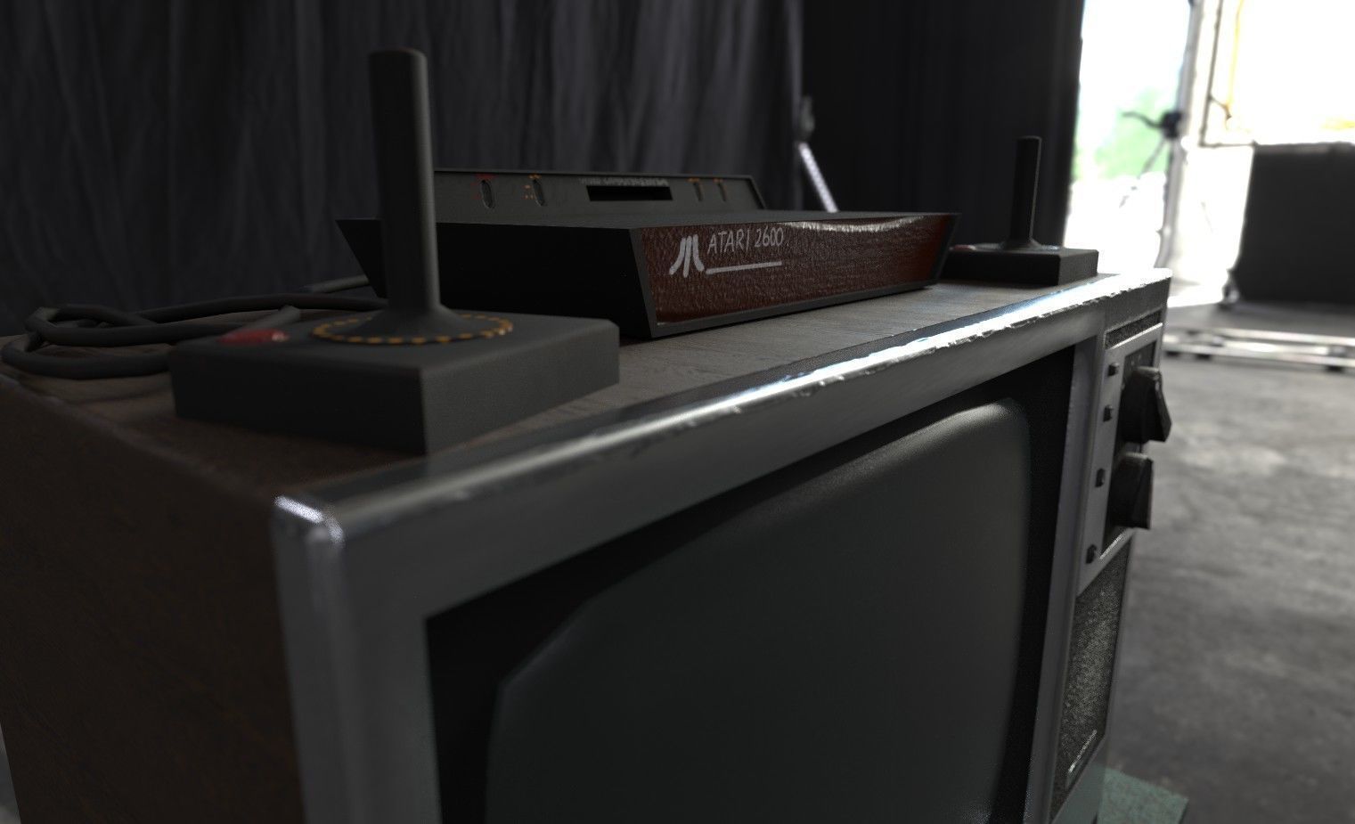 Retro Gaming Set - Atari Low-poly 3D model_1