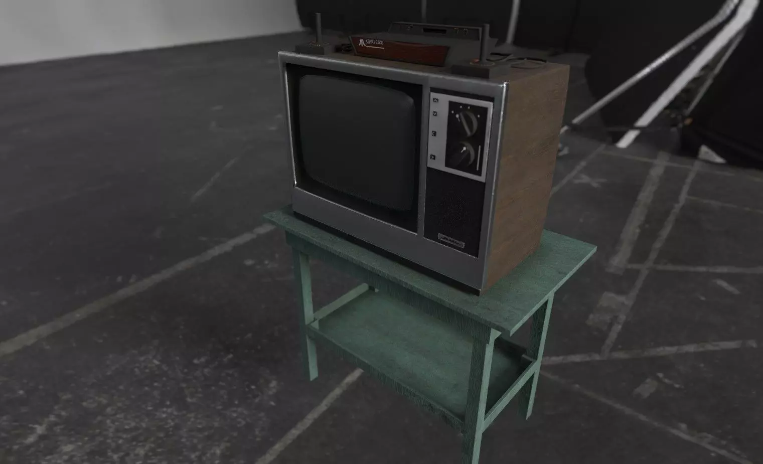 Retro Gaming Set - Atari Low-poly 3D model_0