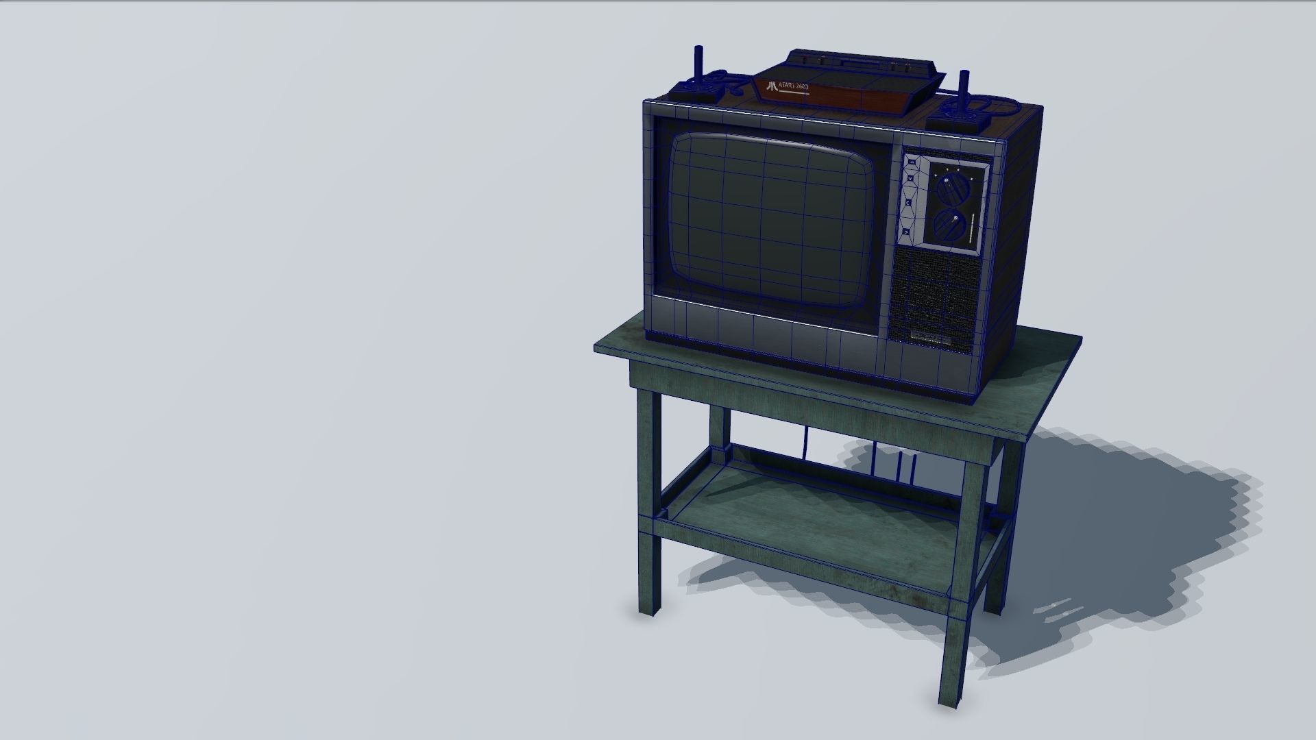 Retro Gaming Set - Atari Low-poly 3D model_3