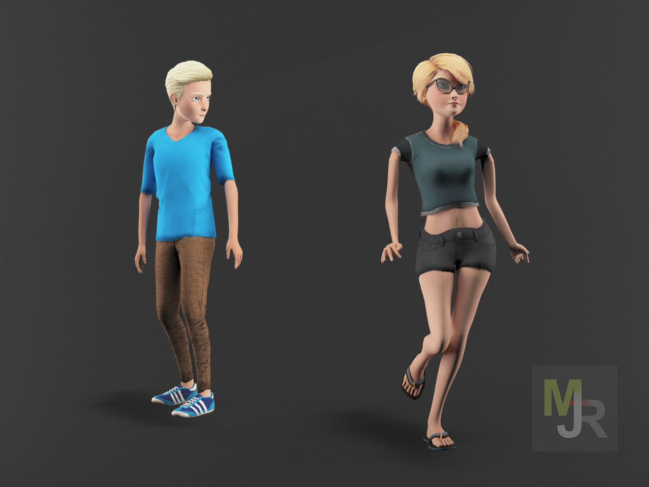 Cartoon Characters Pack1 Low-poly 3D model_2
