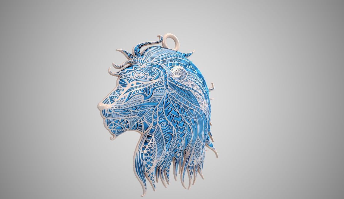 Lion Necklace 3D print model_3