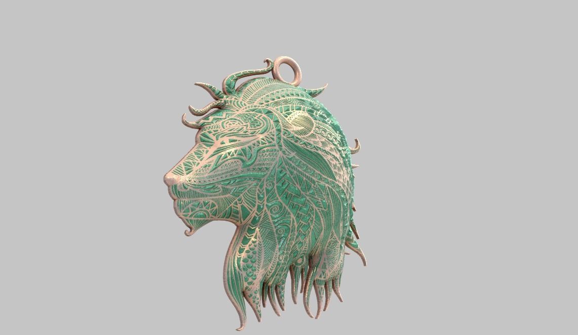 Lion Necklace 3D print model_4
